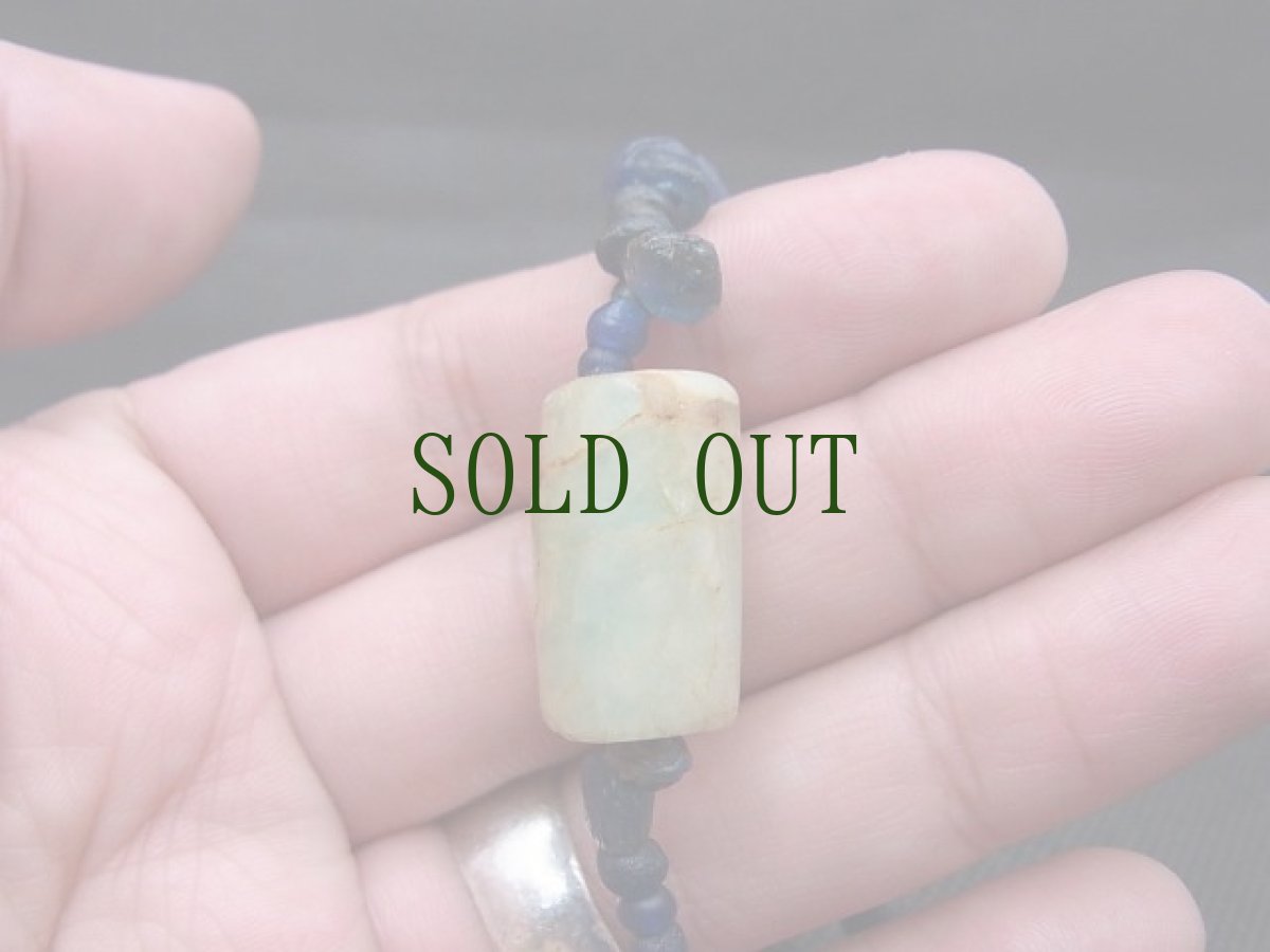 画像7: 古代アマゾナイトと瑠璃玉のブレスレット (7)