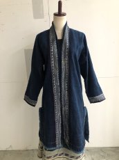 画像3: 本藍染ロング丈ジャケット　（貴州省ミャオ族　手紬手織り木綿）ドロップショルダー　 (3)