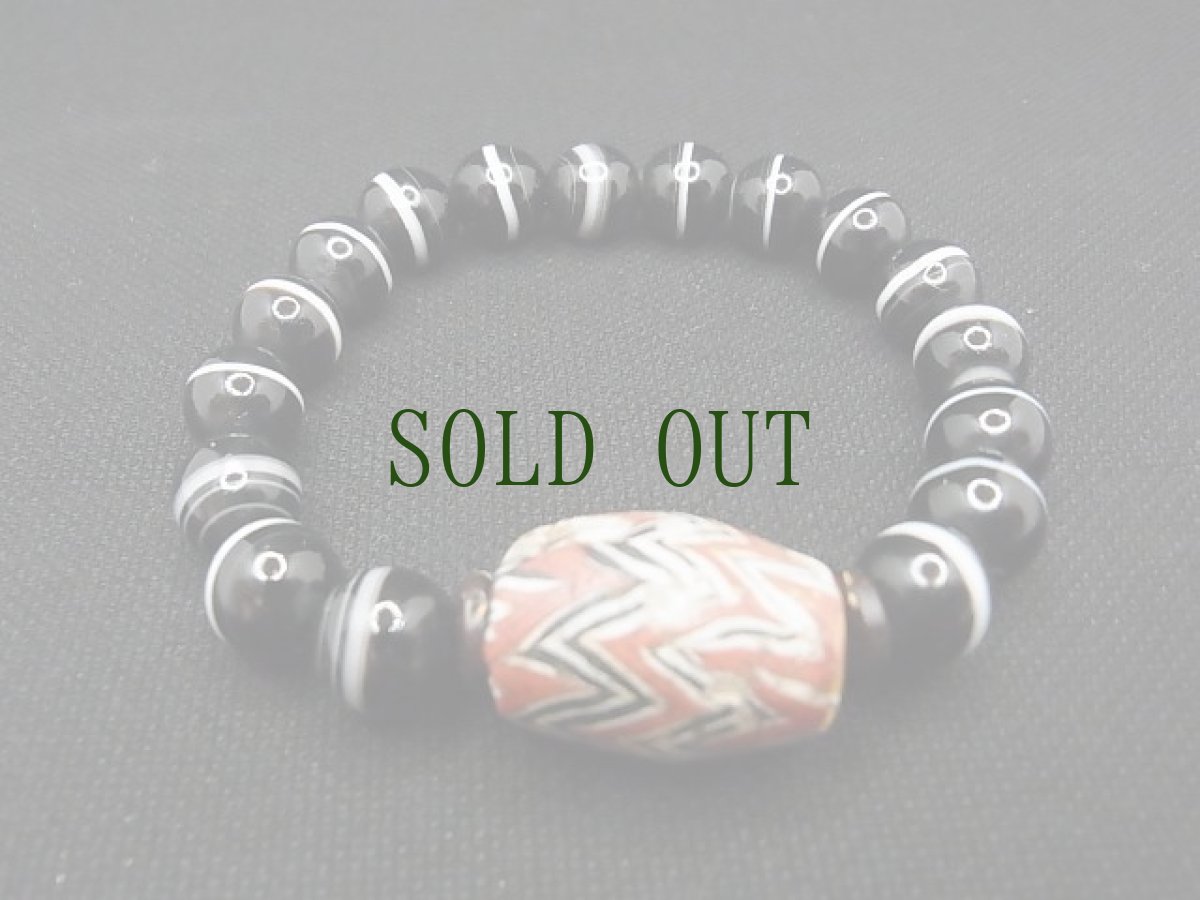 画像2: 古代トンボ玉（モザイク玉）とチベット薬師珠（ヴァイシャジャグル）のブレスレット）　 (2)