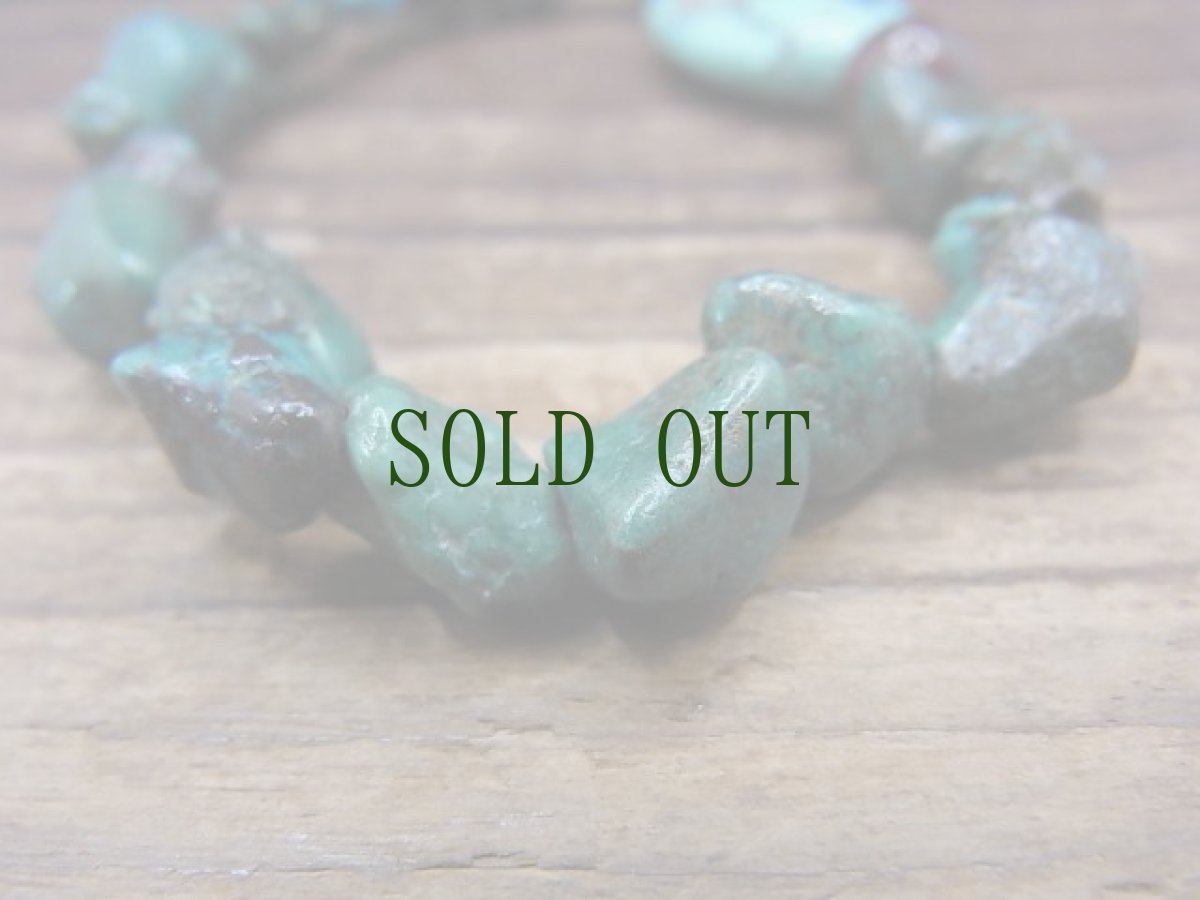 画像7: チベタン・オールドターコイズ(yu)とアンデシン（血珠）のブレスレット 　（tibetan old turquoise）  (7)