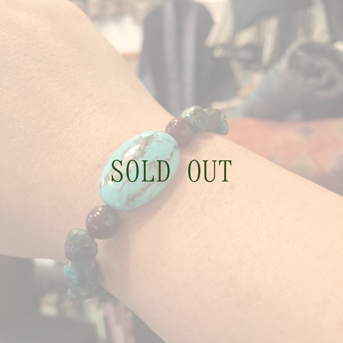 画像9: チベタン・オールドターコイズ(yu)とアンデシン（血珠）のブレスレット 　（tibetan old turquoise）  (9)