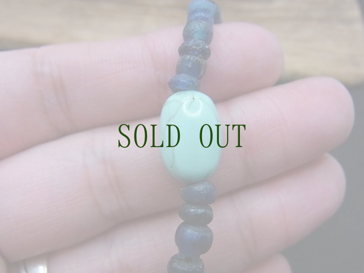 画像7: チベタン・オールドターコイズ(yu)と古代瑠璃玉のブレスレット 　（tibetan old turquoise）  (7)