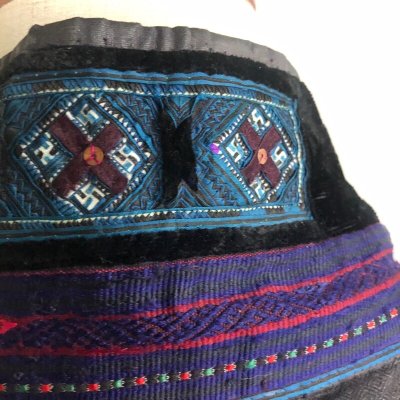 画像3: 施洞苗族（shidong miao）亮布本藍染・頭紋布・木綿ジャケット（剪紙破線繍）ビンテージ