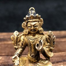 画像6: チベット・グリーンターラ　鍍金仏　（アンティーク・豆仏・金銅仏） (6)