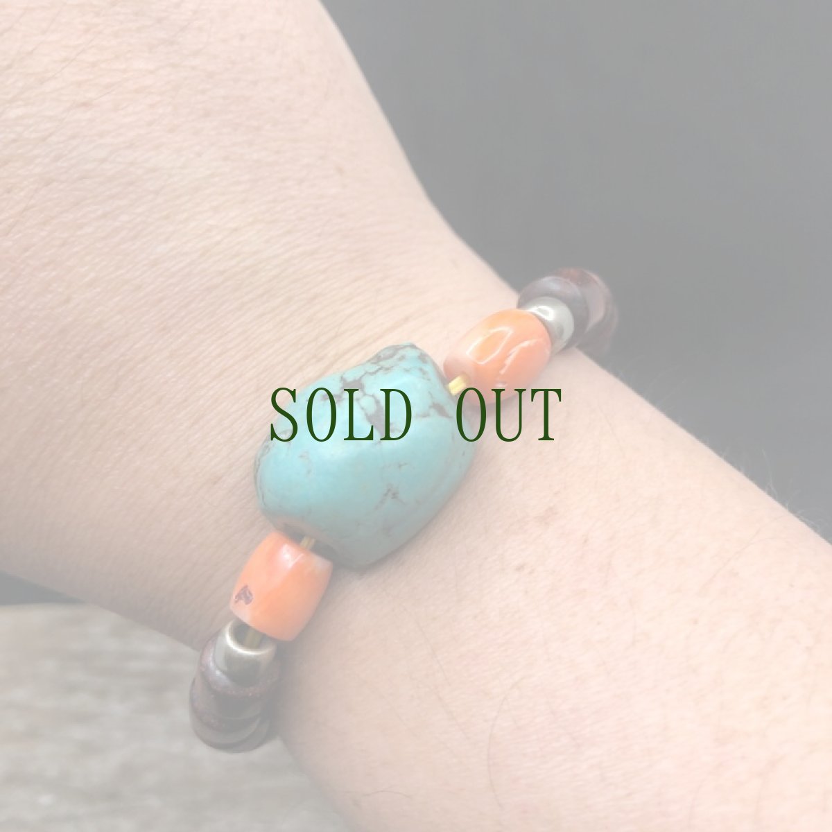 画像7: チベタン・オールドターコイズ(yu)と紫檀、珊瑚のブレスレット　（tibetan old turquoise）  (7)