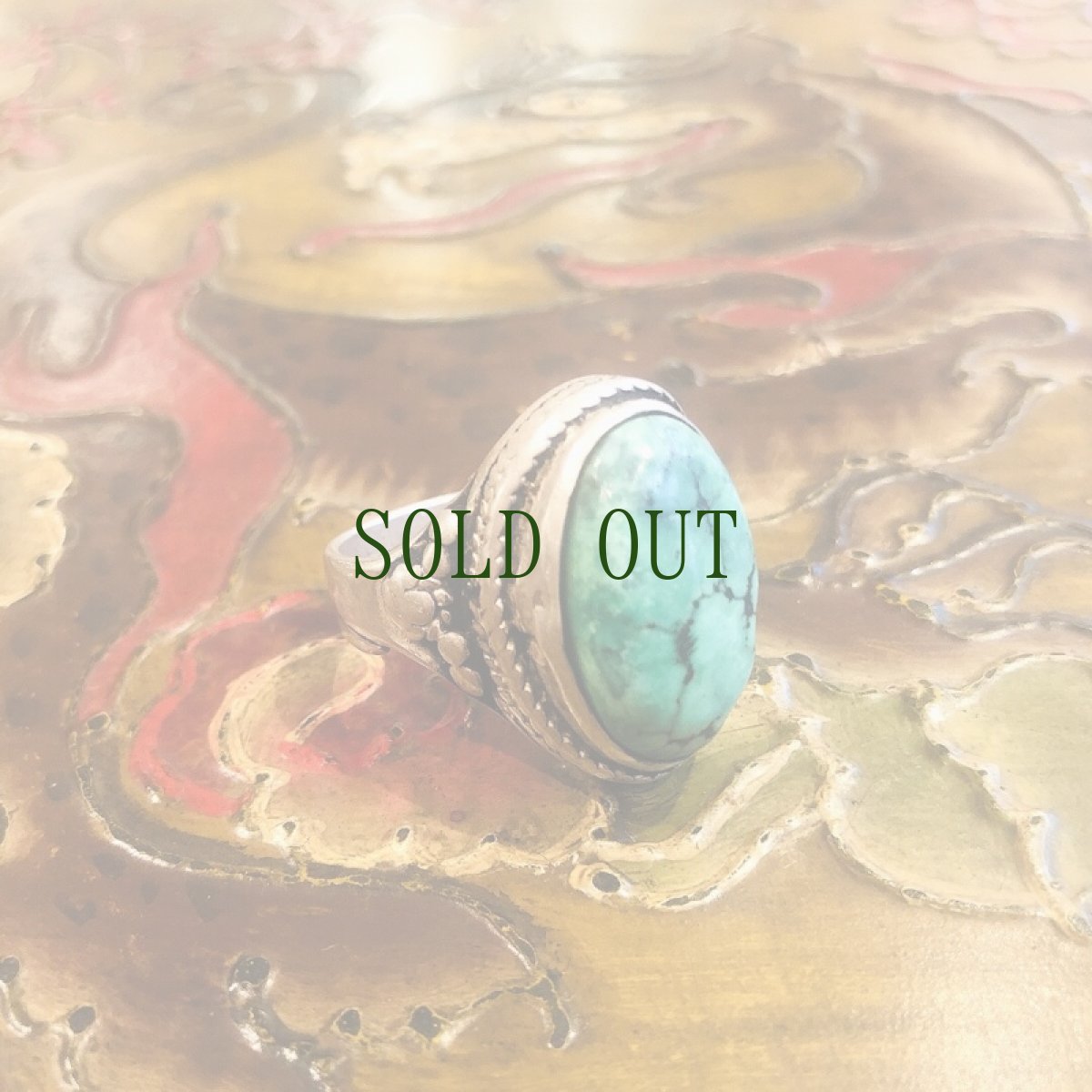 画像2: Tibetan old turquoise ring　チベタン天然ターコイズ(yu)のシルバーリング　 (2)