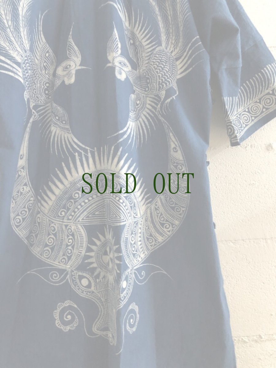 画像12: ガージア苗族、藍染・ろうけつ染めチャイナカラードレス（ミャオ族(革家)）ロング丈・木綿 (12)