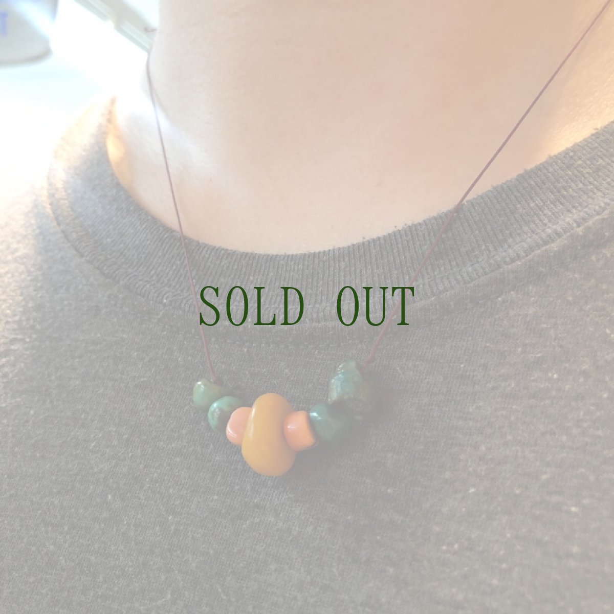 画像8: チベタン・アンバー、コーラル、ターコイズの首飾り (8)