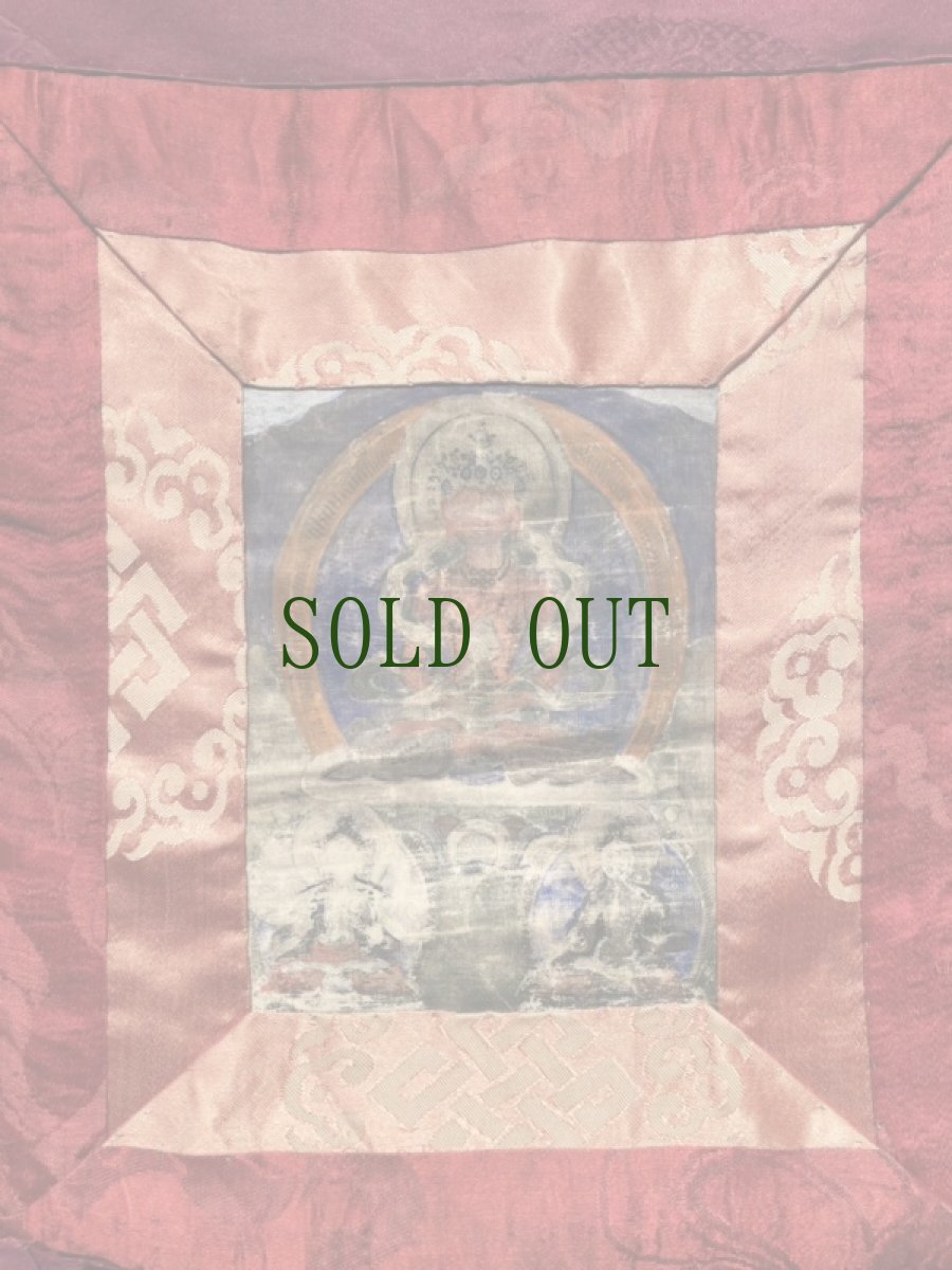 画像2: チベット仏教・阿弥陀三尊のタンカ　(tibetan tshe dpag med thangka)　開眼　極楽浄土 (2)