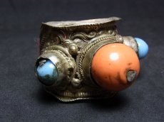 画像1: チベットの髪飾りリング（Tibetan old ornament ring）アンティーク・カムパ (1)