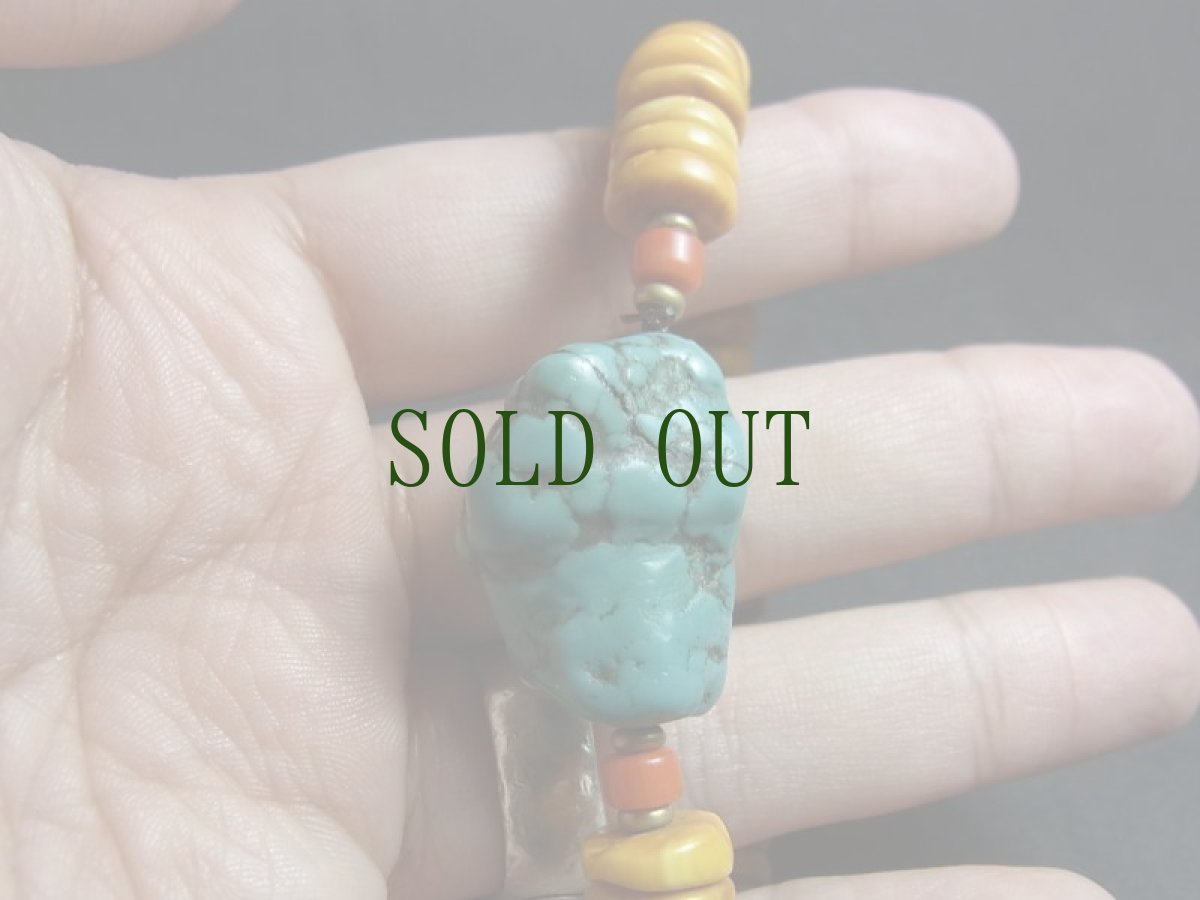 画像3: チベタンターコイズ(yu)と　チベタンアンバー（蜜蜡琥珀）のブレスレット　（TIbetan amber　and old turquoise） (3)