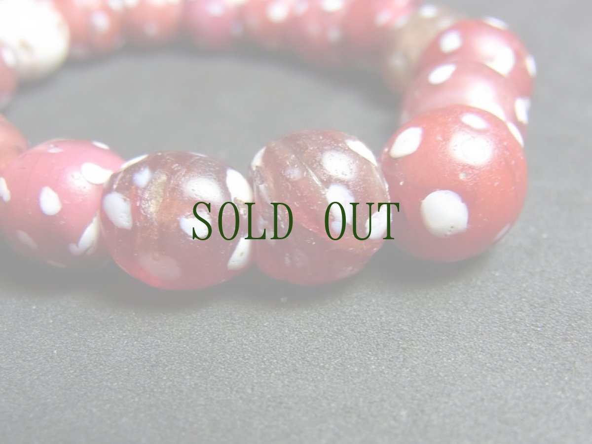 画像6:  とんぼ玉アンティーク（Old Venetian Fancy glass beads)【ファンシー/ホワイトハート】ブレスレット (6)