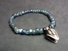 画像1: 古代ペルシャ（古代ローマン）瑠璃珠（とんぼ玉）とチベットの数珠飾りのブレスレット　 (1)