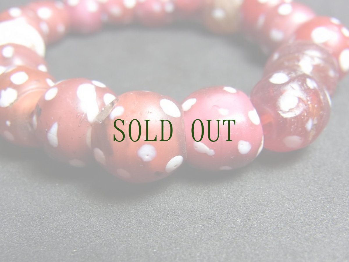 画像5:  とんぼ玉アンティーク（Old Venetian Fancy glass beads)【ファンシー/ホワイトハート】ブレスレット (5)