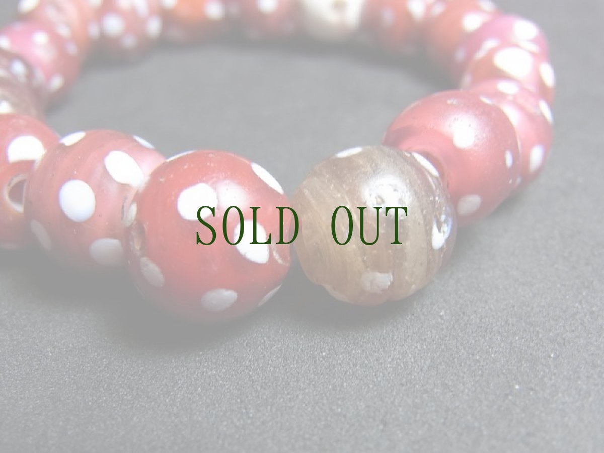 画像7:  とんぼ玉アンティーク（Old Venetian Fancy glass beads)【ファンシー/ホワイトハート】ブレスレット (7)