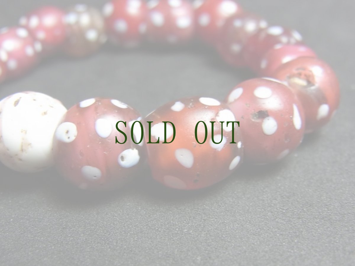 画像4:  とんぼ玉アンティーク（Old Venetian Fancy glass beads)【ファンシー/ホワイトハート】ブレスレット (4)
