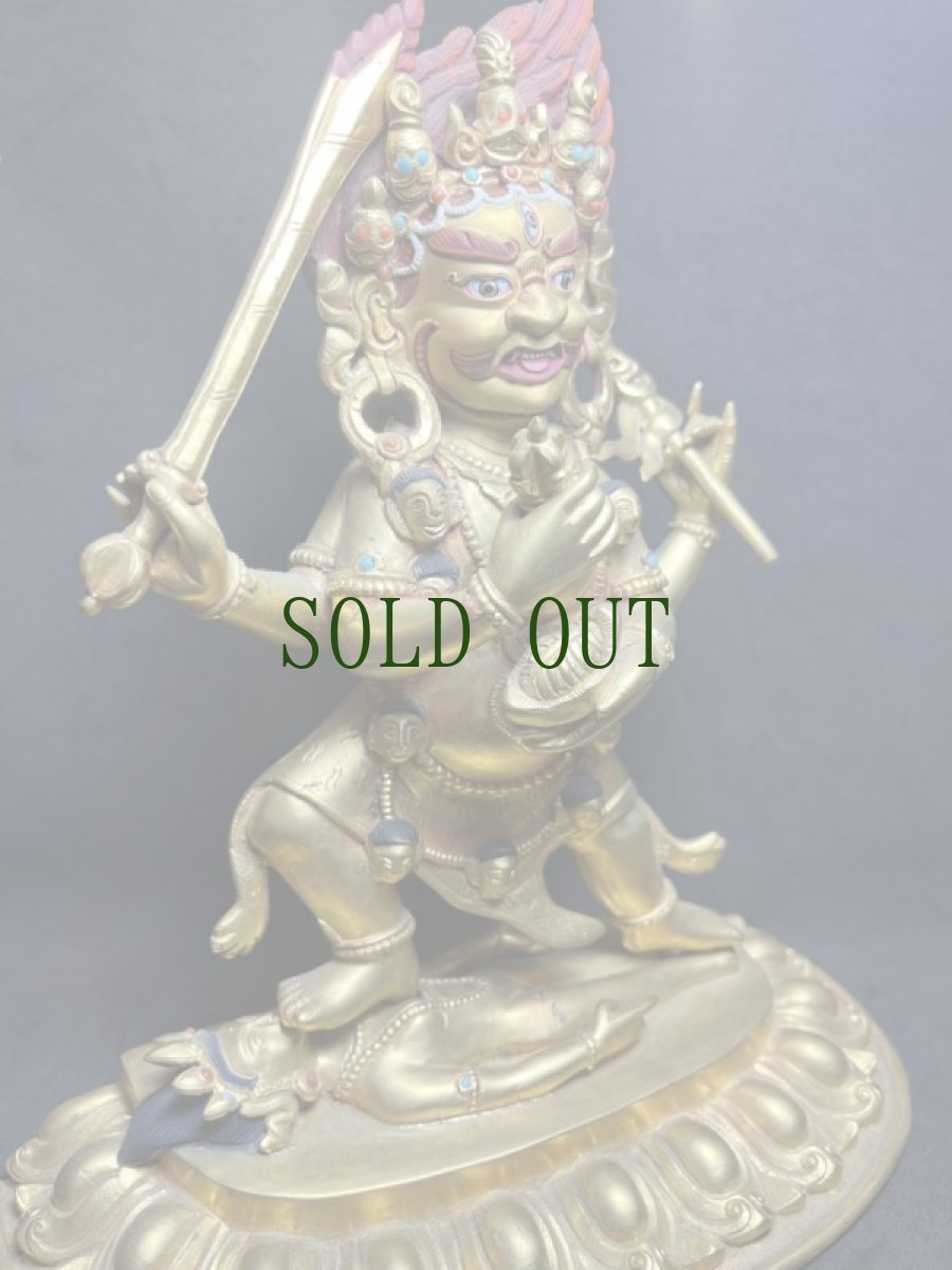 画像6: 四臂マハカーラ（大黒天/グンポ・チャクシパ）アンティーク・チベット鍍金仏・金銅仏 (6)