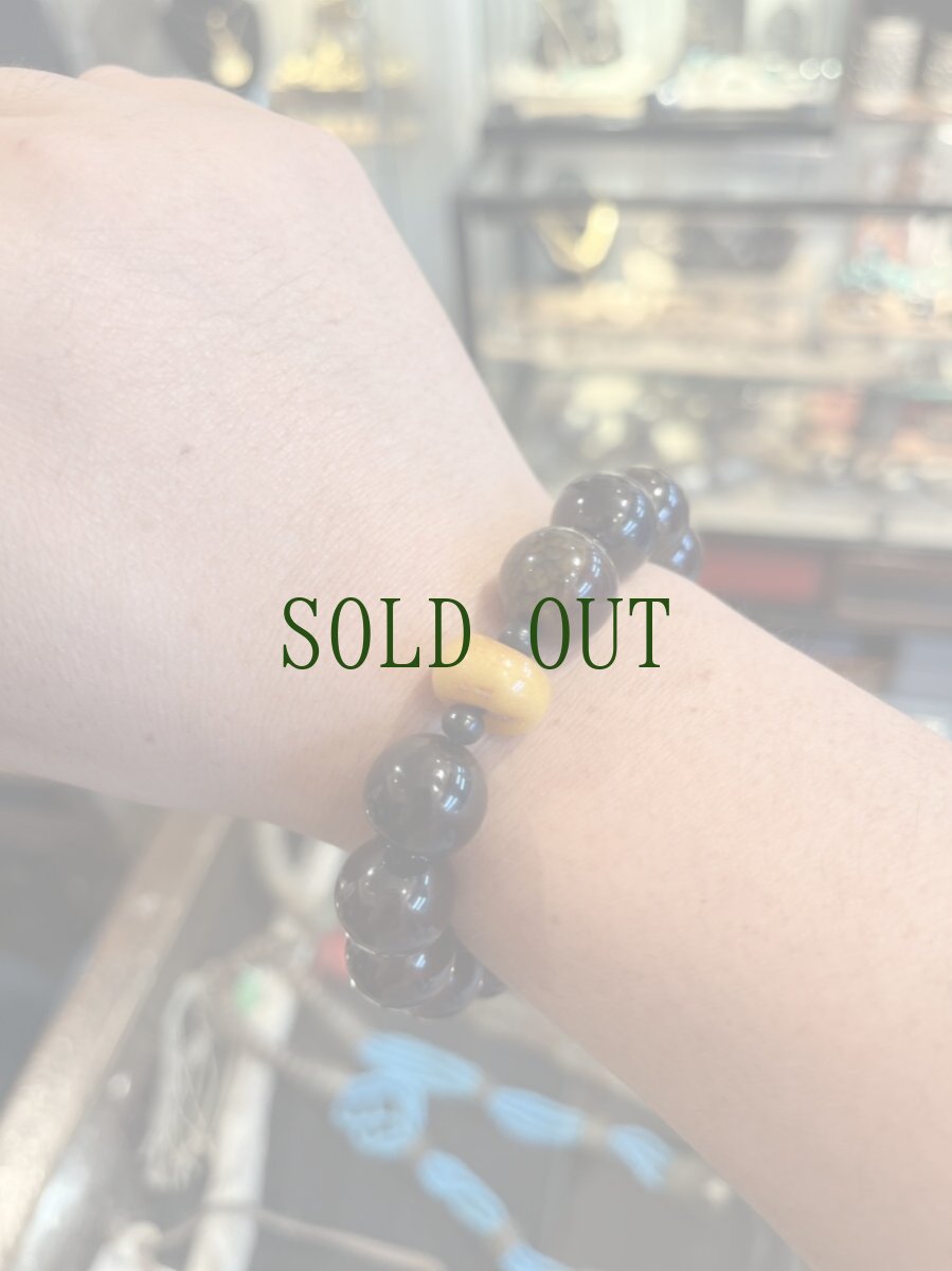 画像7: 龍紋石と菩提根、チベット琥珀玉のブレスレット　　14mm玉 (7)