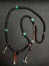 画像2: チベット・老紫檀とターコイズ、カウンターの御数珠　( TIbetan old rose wood beads  mala )　100 玉 (2)