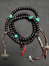 画像3: チベット・老紫檀とターコイズ、カウンターの御数珠　( TIbetan old rose wood beads  mala )　100 玉 (3)