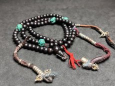 画像1: チベット・老紫檀とターコイズ、カウンターの御数珠　( TIbetan old rose wood beads  mala )　100 玉 (1)