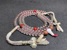 画像1: チベット・水晶玉とカウンターの御数珠　( TIbetan old crystal beads  mala )　108 玉 ビンテージ (1)