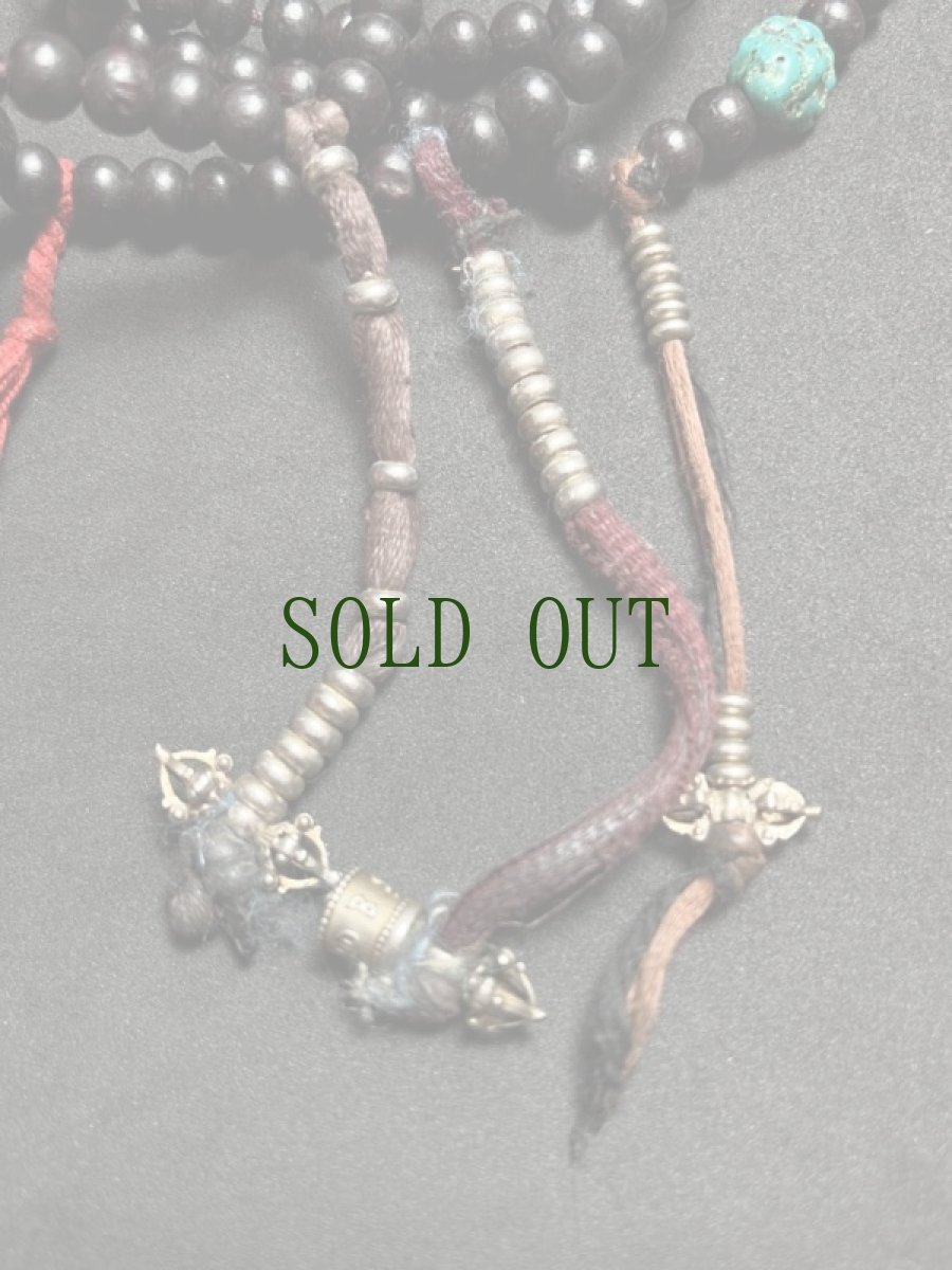 画像4: チベット・老紫檀とターコイズ、カウンターの御数珠　( TIbetan old rose wood beads  mala )　100 玉 (4)
