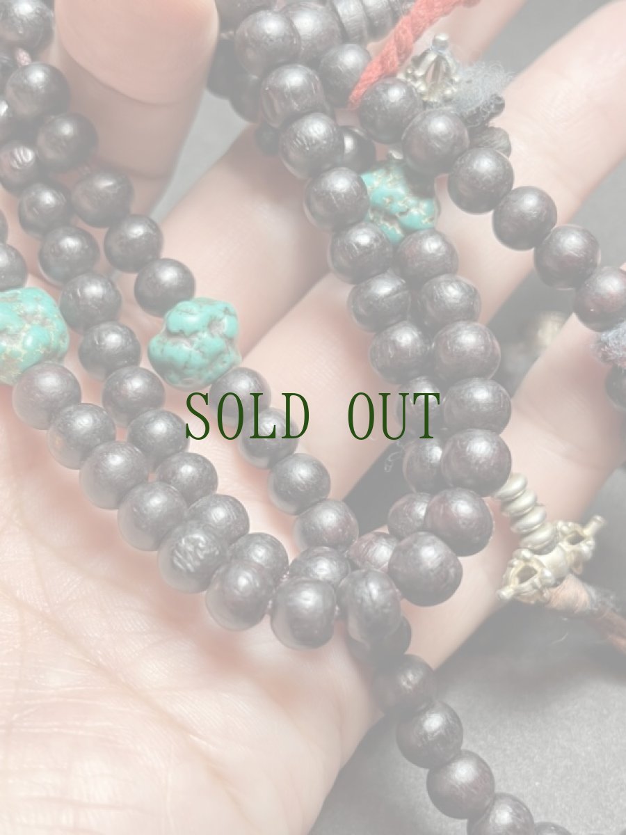 画像7: チベット・老紫檀とターコイズ、カウンターの御数珠　( TIbetan old rose wood beads  mala )　100 玉 (7)