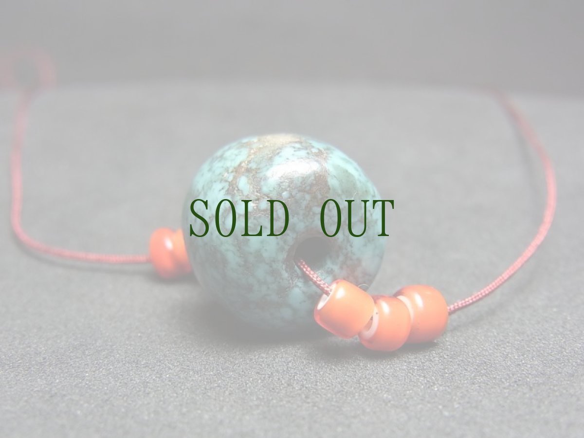 画像3: TIbetan old turquoise　チベタン天然ターコイズ(yu)とアンティーク・ホワイトハートの首飾り (3)