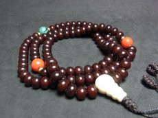 画像1: 菩提根のチベット念珠（Tibetan old bodhi roots mala）　カム・チベット (1)