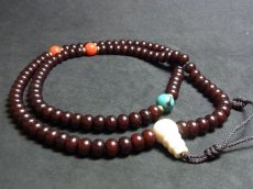 画像2: 菩提根のチベット念珠（Tibetan old bodhi roots mala）　カム・チベット (2)