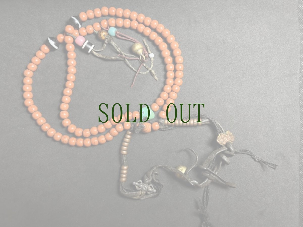 画像11: チベット・老曲扎(チュザ)珠とカウンター、薬師玉の御数珠　(TIbetan old qu zha beads  mala )　100玉 (11)