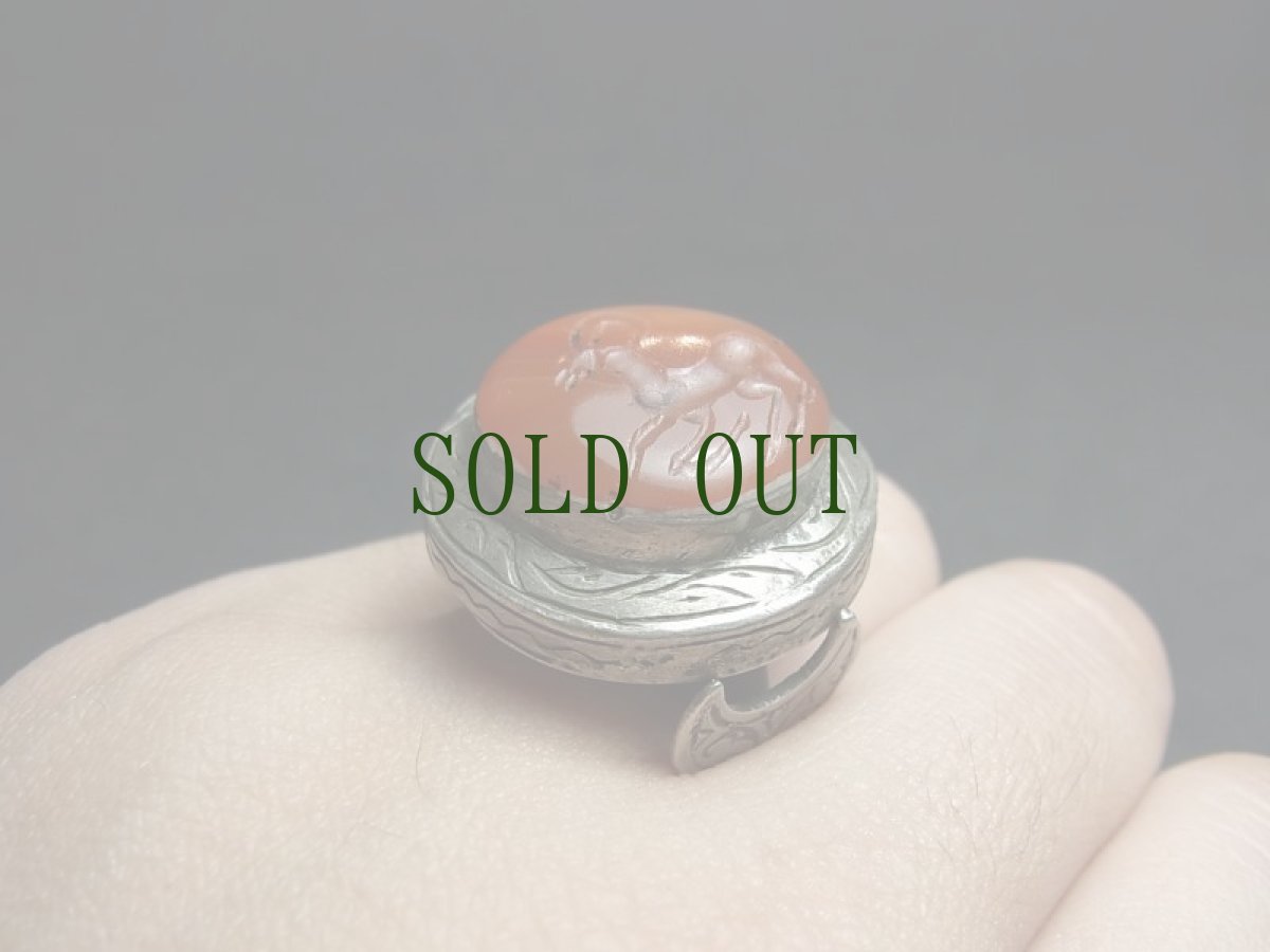 画像6: インタリオのオールドシルバーリング　羚羊デザイン（カーネリアン）ペルシア (6)