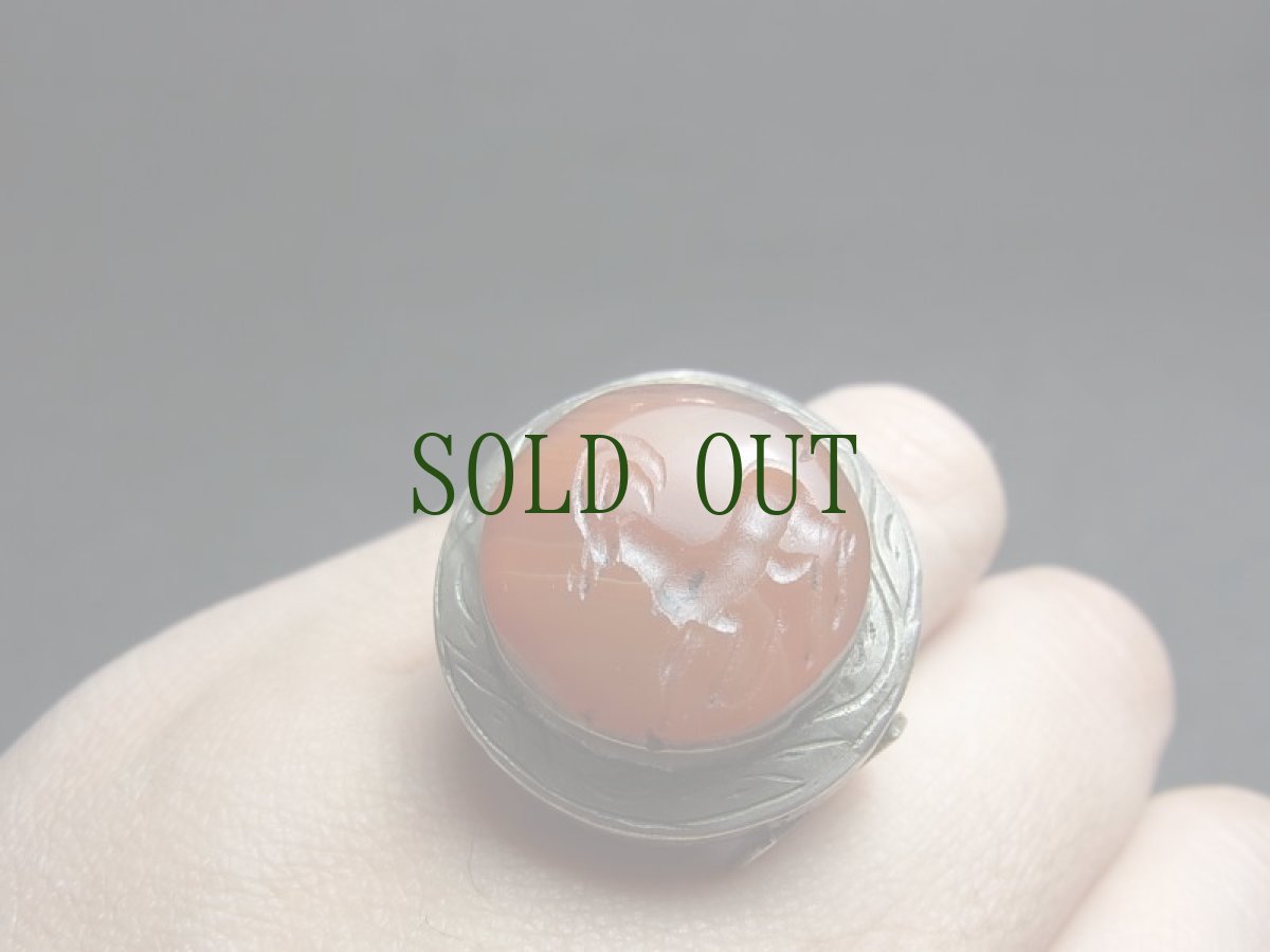 画像5: インタリオのオールドシルバーリング　羚羊デザイン（カーネリアン）ペルシア (5)