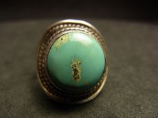 画像2: Tibetan old turquoise ring　チベタン天然ターコイズ(yu)のシルバーリング　 (2)