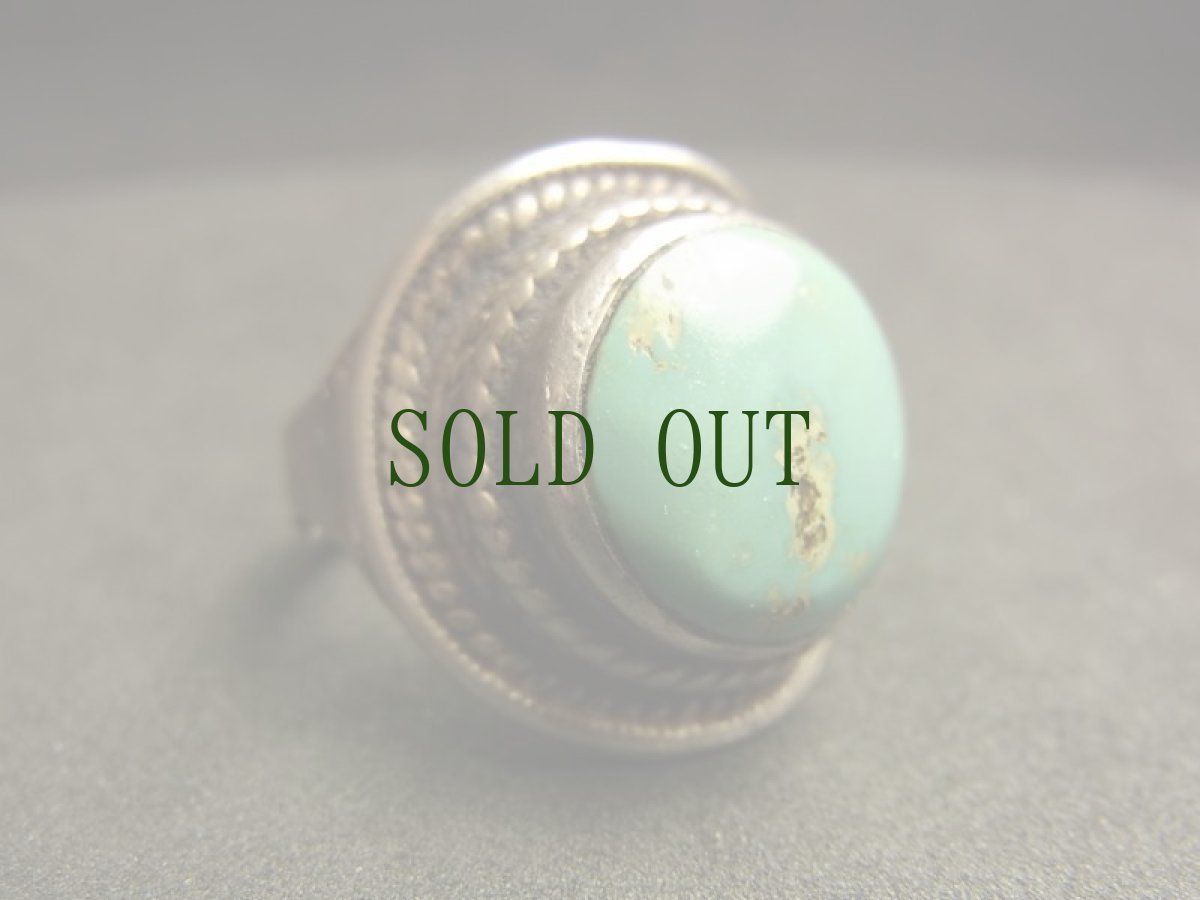 画像1: Tibetan old turquoise ring　チベタン天然ターコイズ(yu)のシルバーリング　 (1)