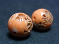 画像2: Tibetan old coral pair (山さんご・交易珊瑚)　一対　アンティーク・コーラル　 (2)