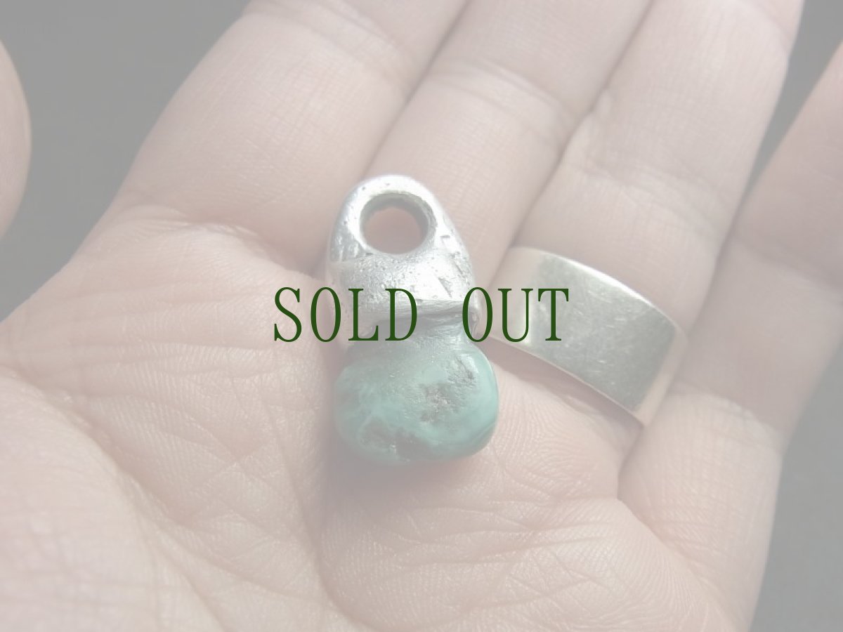 画像7: TIbetan old turquoise　チベタン天然ターコイズ(yu)と銀のペンダントトップ (7)