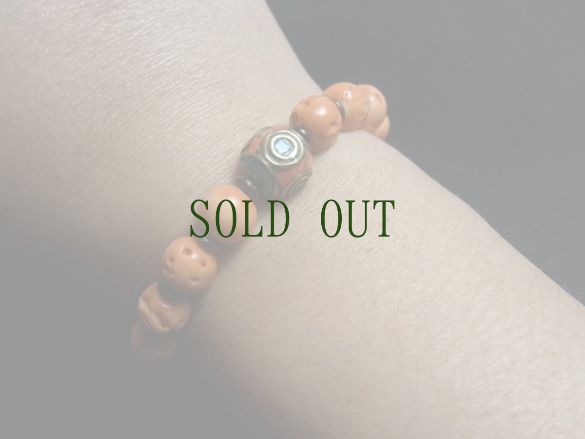 画像8: Tibetan old coral  (山さんご・交易珊瑚)のブレスレット　・アンティーク・コーラル　 (8)