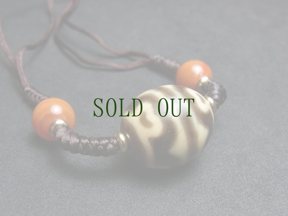 画像6: ジービーズ（dzi with tiger tooth and Lotus motif) 虎牙蓮花天珠と瑪瑙の首飾り (6)