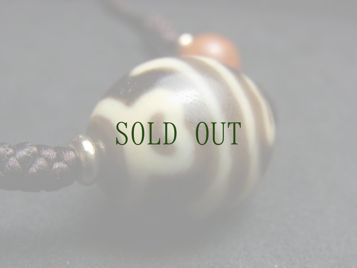 画像4: ジービーズ（dzi with tiger tooth and Lotus motif) 虎牙蓮花天珠と瑪瑙の首飾り (4)