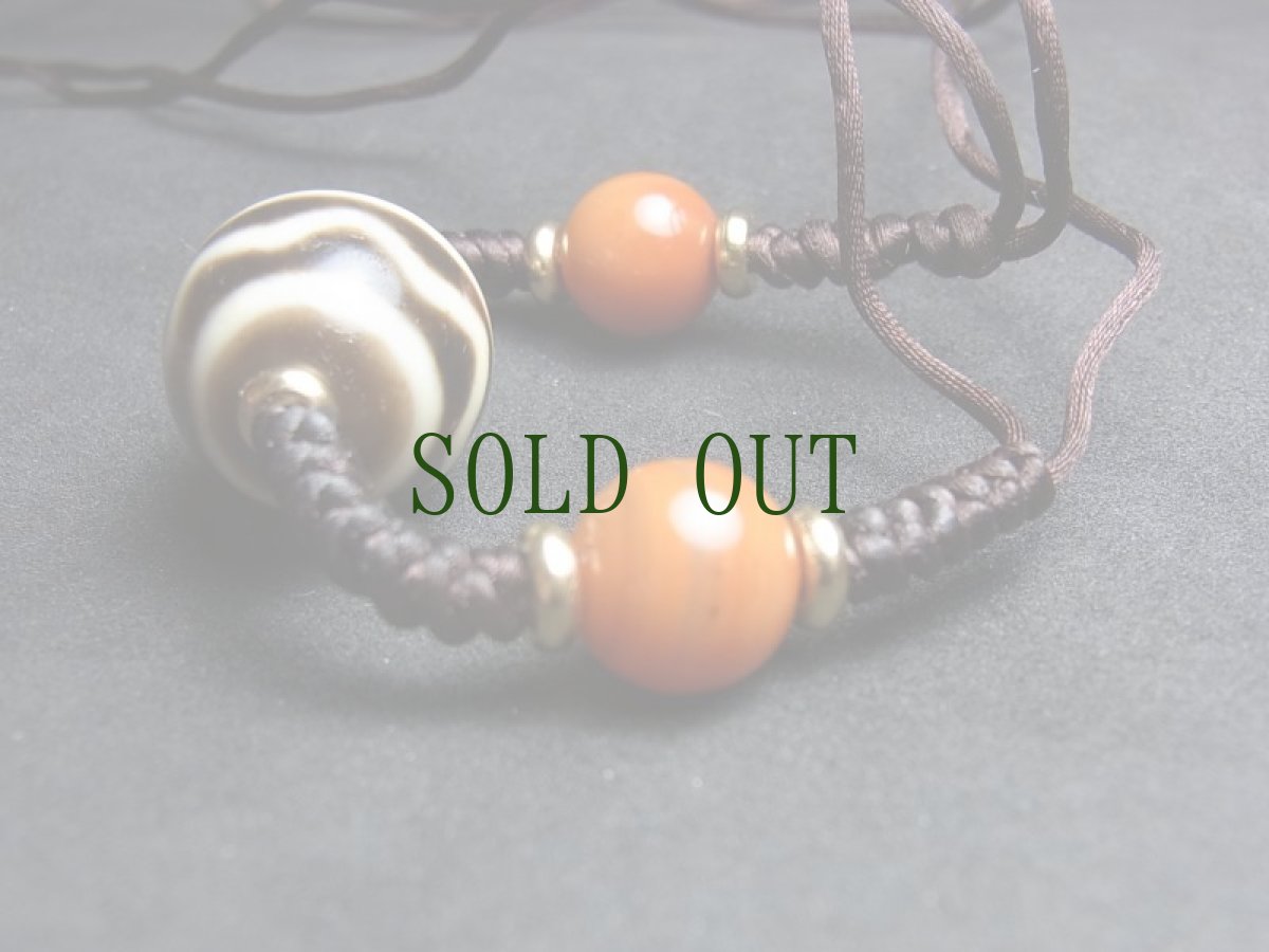 画像6: ジービーズ(dzi  wave motif)・流水紋天珠（水紋）と瑪瑙の首飾り (6)