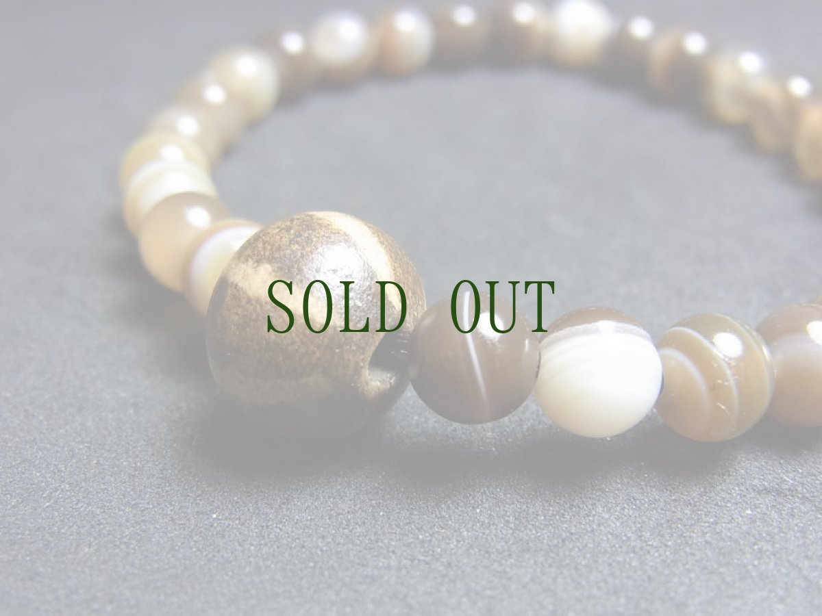 画像4: パムテックビーズ（Old Puntek bead Mizzoraｍ）とチベット縞瑪瑙のブレスレット (4)