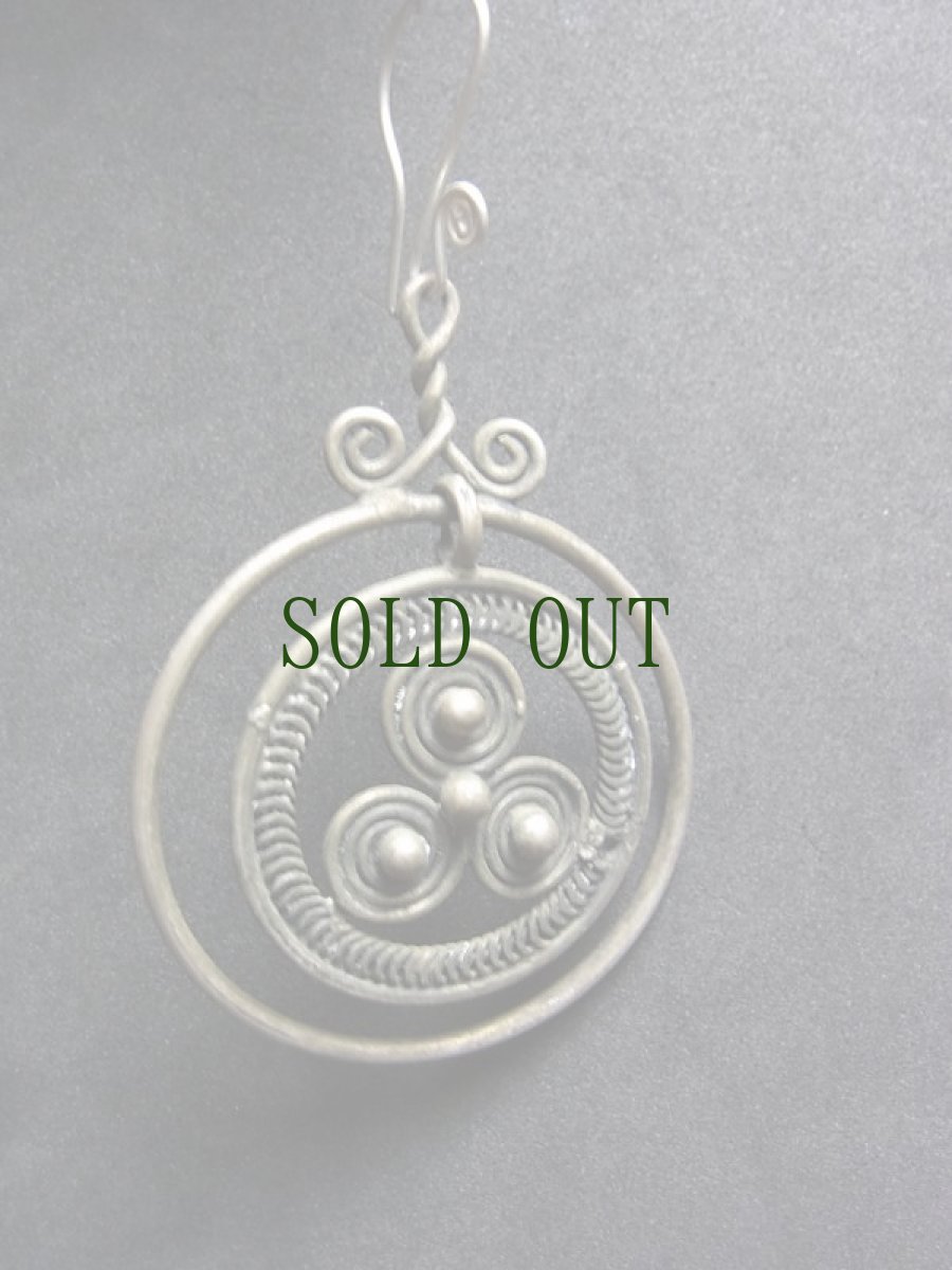 画像5: 貴州苗族（ミャオ族）の苗銀製トライバルピアス　　  (5)