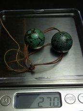 画像8: TIbetan old round  turquoise　チベタン天然ターコイズ(yu)　丸玉（大）一対（ペア） (8)