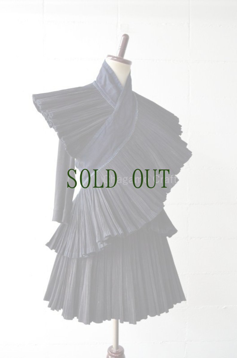 画像4: 雷山苗族（lei shan ミャオ族）　藍染プリーツ巻きショートスカート（チュチュ）ビンテージ (4)