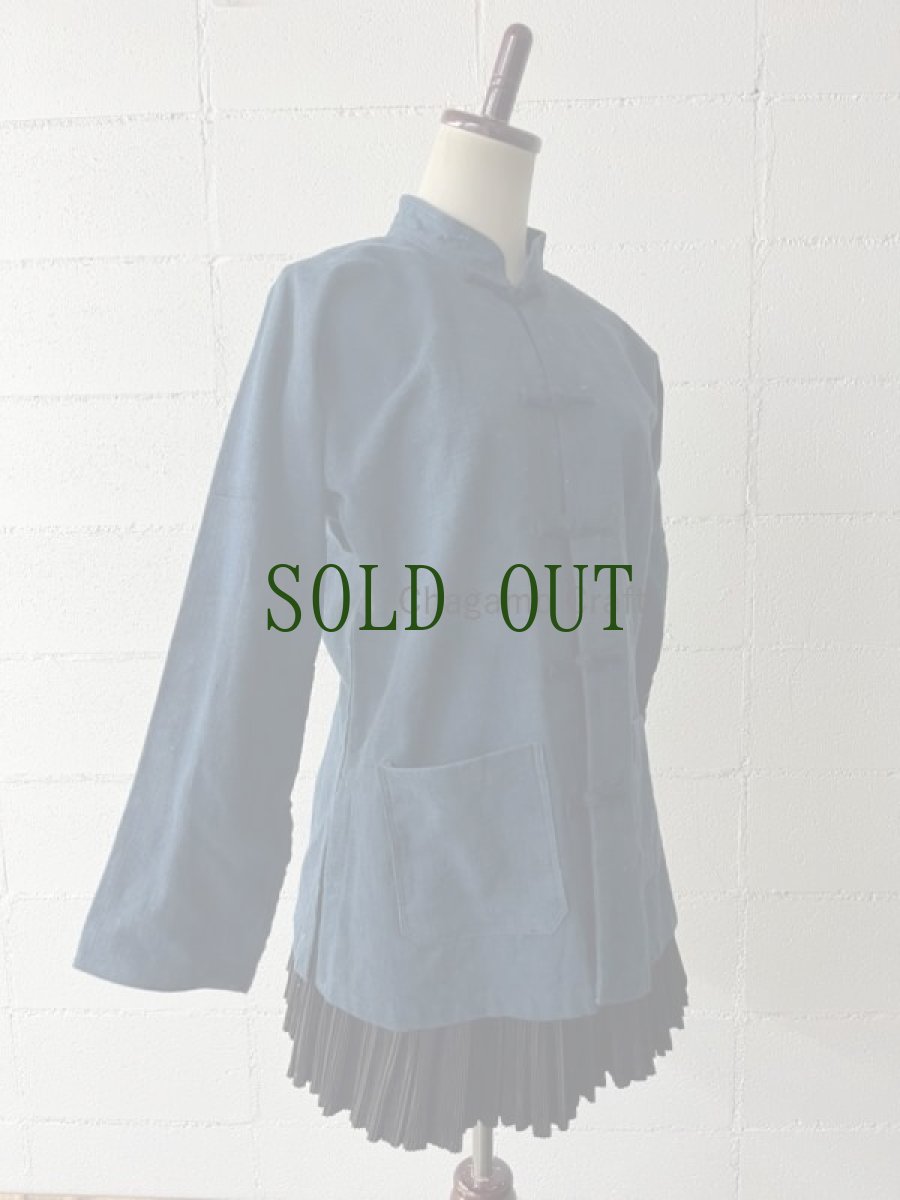 画像2: 本藍染　マオカラー・カンフージャケット　貴州省ミャオ族　手紬手織りビンテージ木綿　 (2)