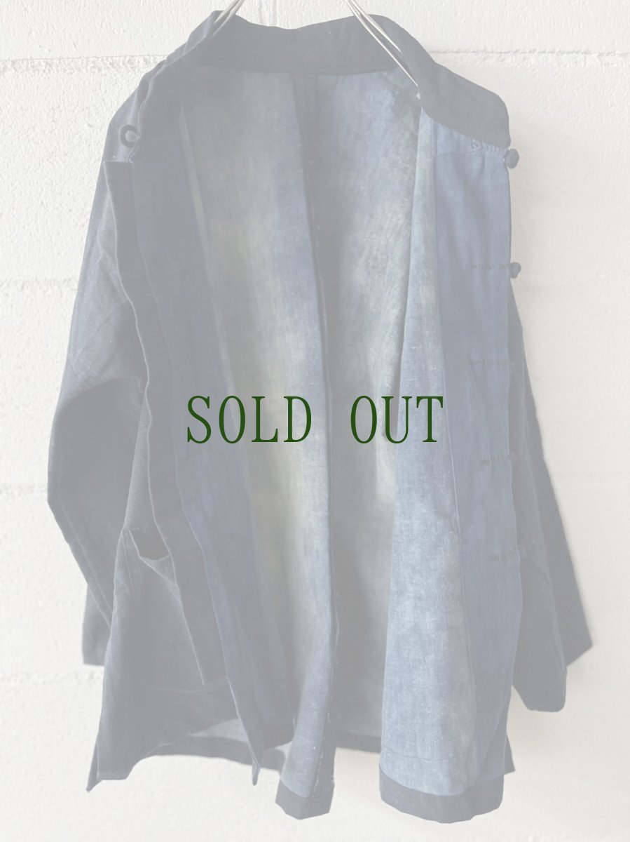 画像6: 本藍染　マオカラー・カンフージャケット　貴州省ミャオ族　手紬手織りビンテージ木綿　 (6)