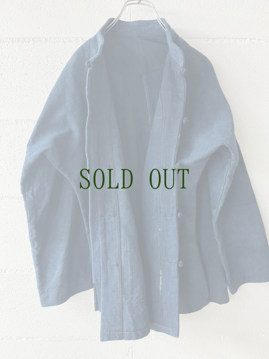 画像9: 本藍染　マオカラー・カンフージャケット　貴州省ミャオ族　手紬手織りビンテージ木綿　 (9)