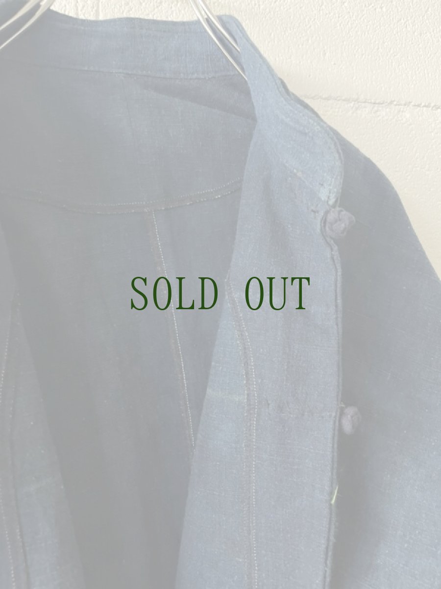 画像12: 本藍染　マオカラー・カンフージャケット　貴州省ミャオ族　手紬手織りビンテージ木綿　 (12)